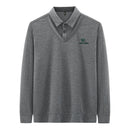 Spring Fall Men Retro Basic Polo Shirt Long Sleeve Solid Simple Casual Loose Tops