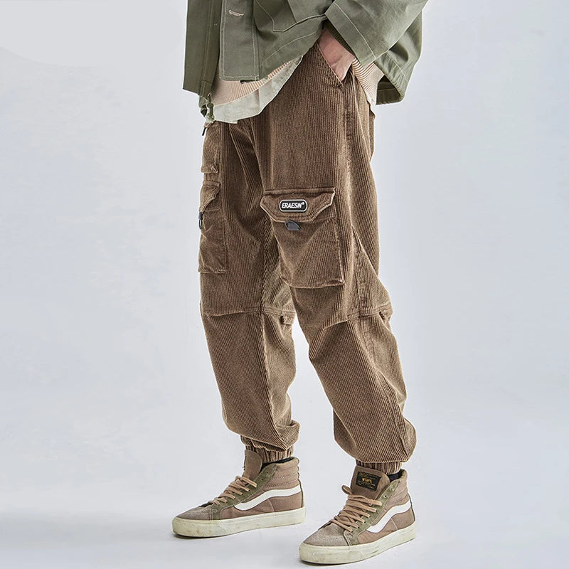 Autumn And Winter Corduroy Trend Plush Thickened Loose Legged Casual Cargo Pants
