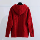 Hooded Twists Acrylic Knitted Casual Solid Loose Women's Sweater Pullover Sweaters Autumn Winter