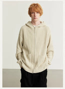 Autumn and Winter Street Casual Men Sweatshirt Knitted Zippered Loose-fitting Hooded Sweater