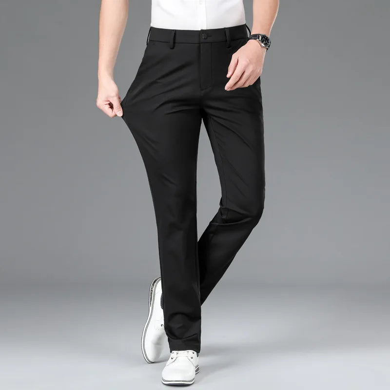 Spring Summer Men's Straight Business Casual Long Formal Trouser Male