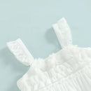 Summer Baby Girls Frill Dress Princess Party Solid Eyelet Square Neck Sleeveless Ruffle Tank Birthday Dress for Toddler Infant