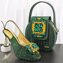 Quality Decorated With Rhinestone Bride Ladies Shoes And Matching Bag Set Italian High Heels Shoes And Bag Set