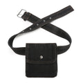 Black belt bag with strap on a white background, Obroi