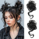 Bun Hair Piece Tousled with Tendrils Hair Bun Extensions Wavy Curly Hair for Women