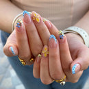 10pcs Acrylic Press On Nails Handmade Summer Flower Kawaii Polka Dot Short Almond Nail