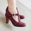 Women's T-Strap Round Toe Pumps, Elegant Dress Heels