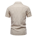 Jacquard Men's Short Sleeve Shirts  Turn-down Collar Casual Summer Shirts for Men