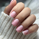 24Pcs Short Square White French with Irregular Line Nails Steel Ball Decoration Wearable Press on Nails