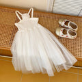Summer Girls' Dress French Rose Sweet and Mesh Princess Beach Dresses Kids Clothing