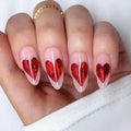 White Love Heart Nail Valentine's Day Press on Nails Short Coffin Head Acrylic Nail Tips