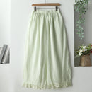 Lace Hem Wide Leg Pants Women Summer Elastic Waist Casual Loose Straight Pants