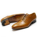 Luxury men Oxford leather shoes handmade pointed lace-up formal shoes