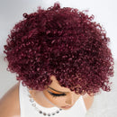 Burg Red Short Pixie Cut Afro Kinky Curly Bob Human Hair Wigs For Women Hair Wigs