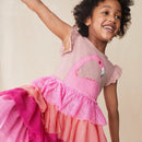 Girls Dress Summer Flying Sleeves Cute Mesh Princess Dress for 2-7 Years