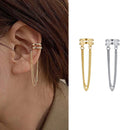 Silver Color Long Tassel Ear Cuff Multilayer No Piercing Hook Clip Earrings for Women Simple Temperament Jewelry Gift