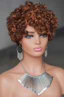 6inch Short Curly Wigs With Bangs Highlight  Women Human Hair Pixie Cut Bouncy Curly Human Hair Wigs