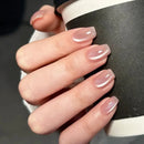 30Pcs Short Almond Nails Glossy Color Press On Nails Sweet Girls Charm Retro Nails Art