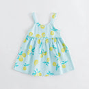 Girls Summer Fruit Bubble Cotton Suspender Dresses