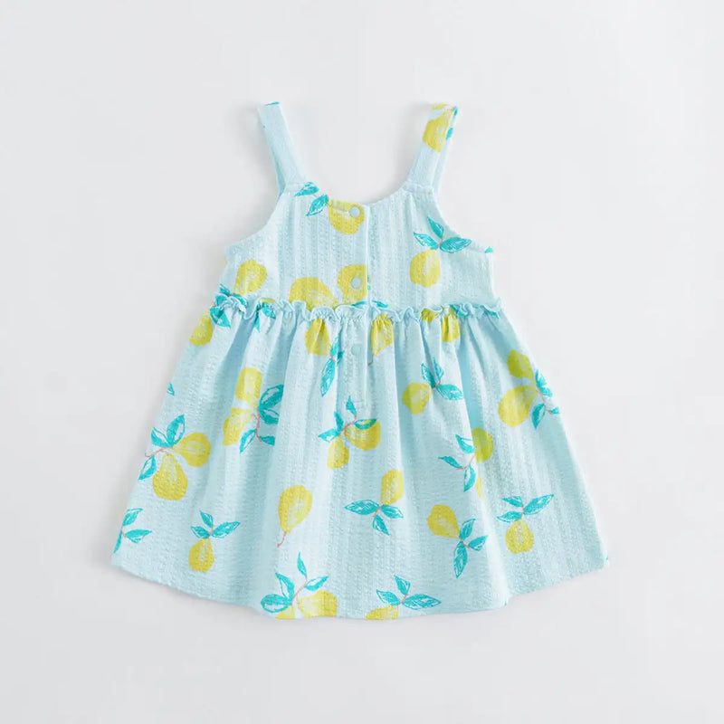 Girls Summer Fruit Bubble Cotton Suspender Dresses