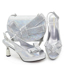 beautiful Shoes And Bag Sets For Evening Party With Stones Leather Handbags Match Bags