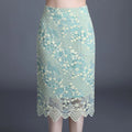 Skirt Women Elegant Pencil Skirts Prairie Chic Mesh Embroidery Lace Skirt