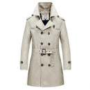 British Style Men Trench Coats with Belt Slim Windbreak Overcoat Male Double Breasted Jackets