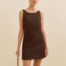 Backless Cotton Linen Women Dresses French Sleeveless Mini Dresses Summer Ladies