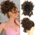 Hair Piece Elastic Drawstring Loose Wave Curly Hair Buns Hair Piece Extensions For Women Dark Brown