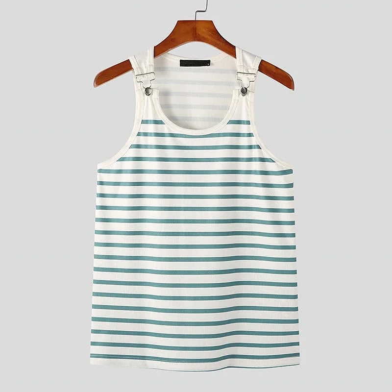 Straps Sleeveless Vest Men Summer Slim Fit Ribbed Tank Tops For Mens