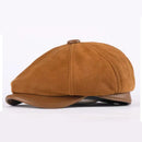 Men's Genuine Leather Beret Hat Warm Winter Hat for Casual Wear