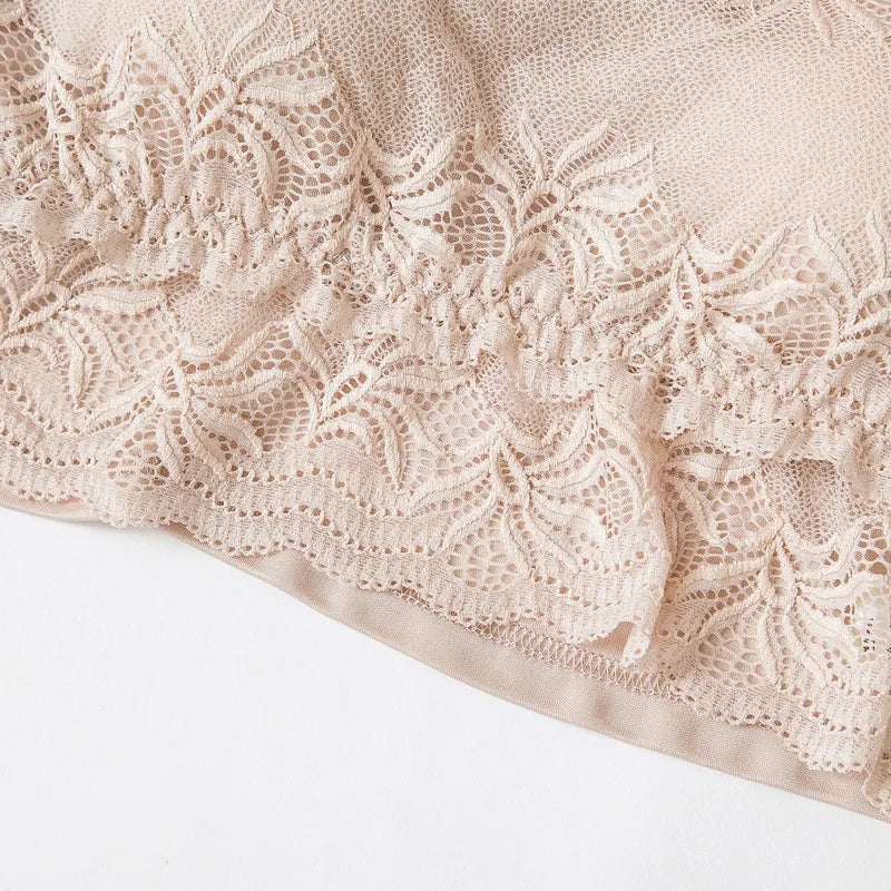 Real Silk Casual Underwear Women Solid Lace Embroidery Wire Free Sleep Bra Comfortable Top