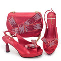 beautiful Shoes And Bag Sets For Evening Party With Stones Leather Handbags Match Bags
