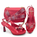 beautiful Shoes And Bag Sets For Evening Party With Stones Leather Handbags Match Bags