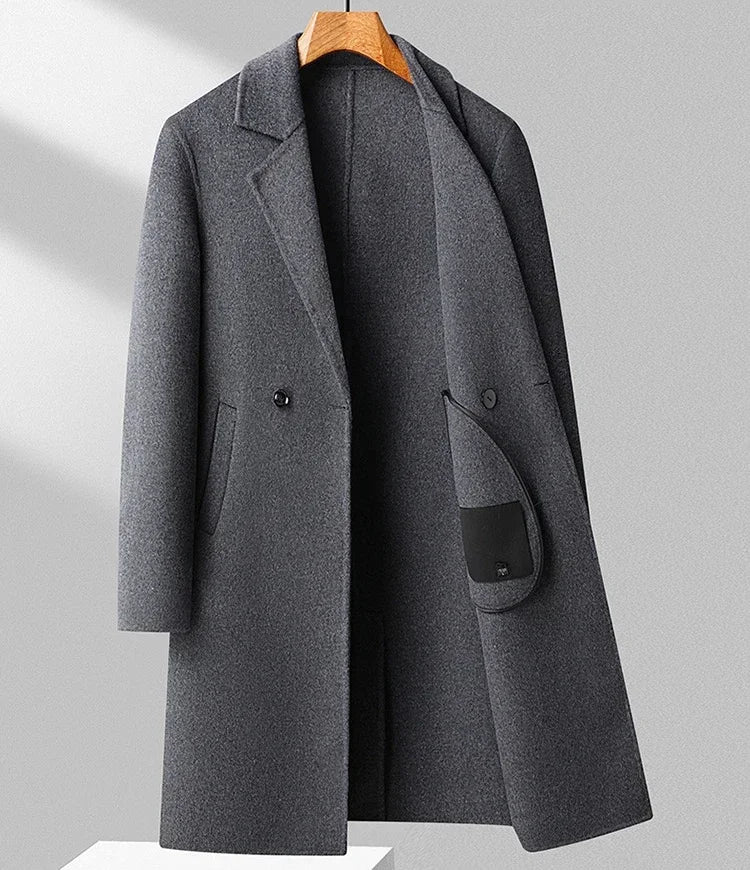 Wool Autumn and winter men's double-sided wool coat medium and cashmere coat men's woolen trench coat