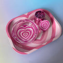 3 Pieces Love Heart Metal Herb Grinder and Rolling Tray Ashtray Combo
