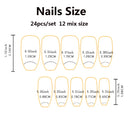 24pcs/set nails short middle ballet square nail tips design press on nails art
