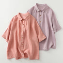 Linen Blouse Women Summer Shirts Casual Loose Soft Breathable Tops French