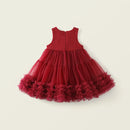 Girls Sleeveless Tulle Dress with Bow Detail Party Princess Gown for Kids 2-7 Years Vest Dress