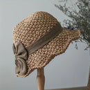Elegant Sun Hat - Hand Woven with Vintage Ruffles and Bow Foldable Travel Beach Hat