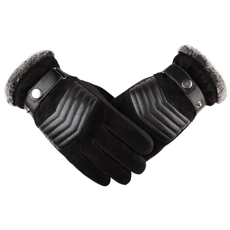 Men Leather Gloves Real Winter Gloves Warm Thick Driving Skiing Men's Gloves