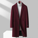 Men Classic Double-faced Wool Coat Notched Lapel Tailored Fit for a Sharp Silhouette Overcoat