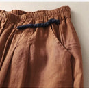 Summer Casual Pants Women Patchwork Drawstring Cotton Hemp Ankle Length Pants