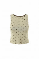 Women Sleeveless Polka Dot Tank Top Casual Summer Crop Top