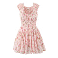 Women Pink Floral Print Mini Dress Holiday Dress Summer