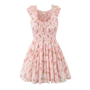 Women Pink Floral Print Mini Dress Holiday Dress Summer