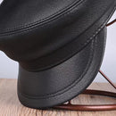 Genuine leather Flat Top Hat Men Retro Simple Leisure Motorcycle Caps Male