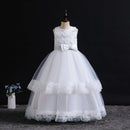 Bridesmaid Flower Girl Dress For Wedding Party Elegant Kids Bow Long Gown