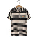 Women Summer Cotton Stripe Hooded Tees Short Sleeve Tops Oversized Curve Clothes