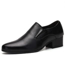 Men Dress Shoes Slip On Pointed Toe Leather Classic Men Formal Oxfords Black